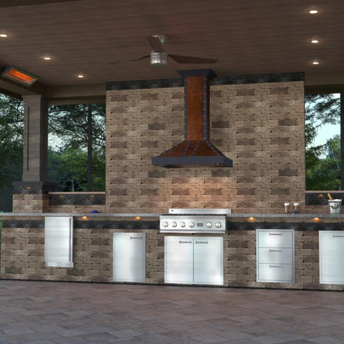 ZLINE 30" Outdoor Wall Mounted Range Hood in Hand-Hammered Copper / Oil-Rubbed Bronze Finish