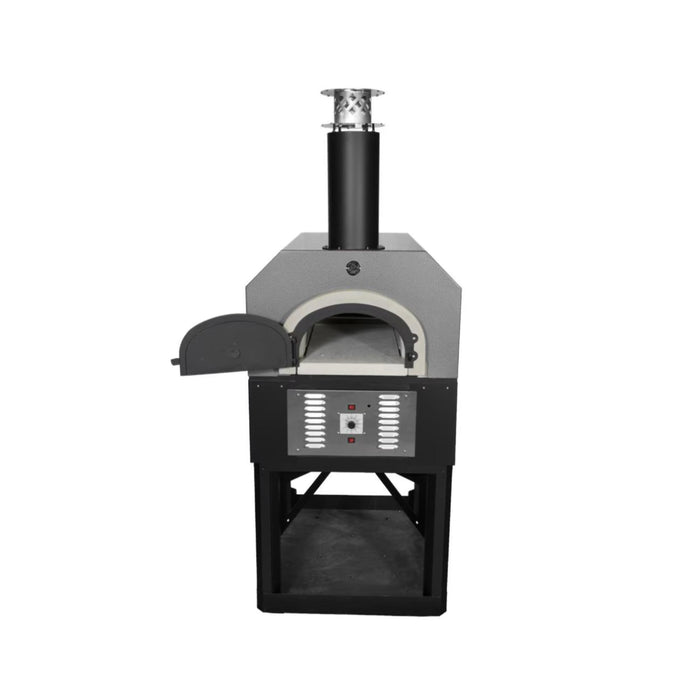 Chicago Brick Oven CBO-750 Hybrid Freestanding Residential Outdoor Pizza Oven with Stand, Propane Gas – Silver Finish