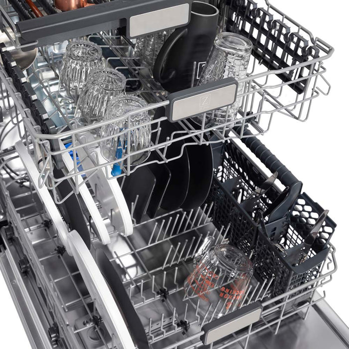 ZLINE 24" Monument Series Top Touch Control Dishwasher in Stainless Steel with Champagne Bronze Handle