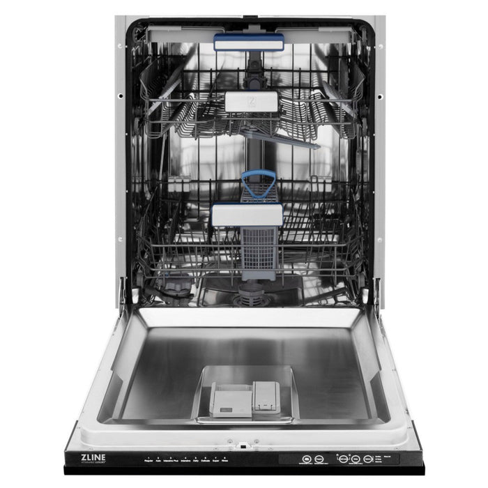 ZLINE  24" Autograph Edition 3rd Rack Top Control Tall Tub Dishwasher in Black Stainless Steel with Champagne Bronze Handle, 51dBa