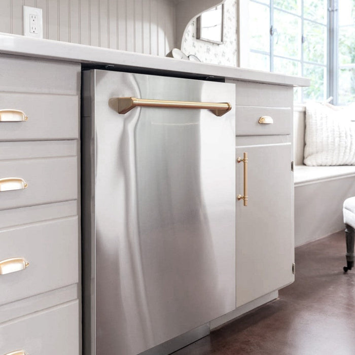 ZLINE 24" Monument Series Top Touch Control Dishwasher in Stainless Steel with Champagne Bronze Handle