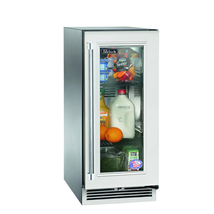 Perlick Signature Series 2.8 cu. ft Indoor Refrigerator, Stainless Steel Glass Door, Hinge Right