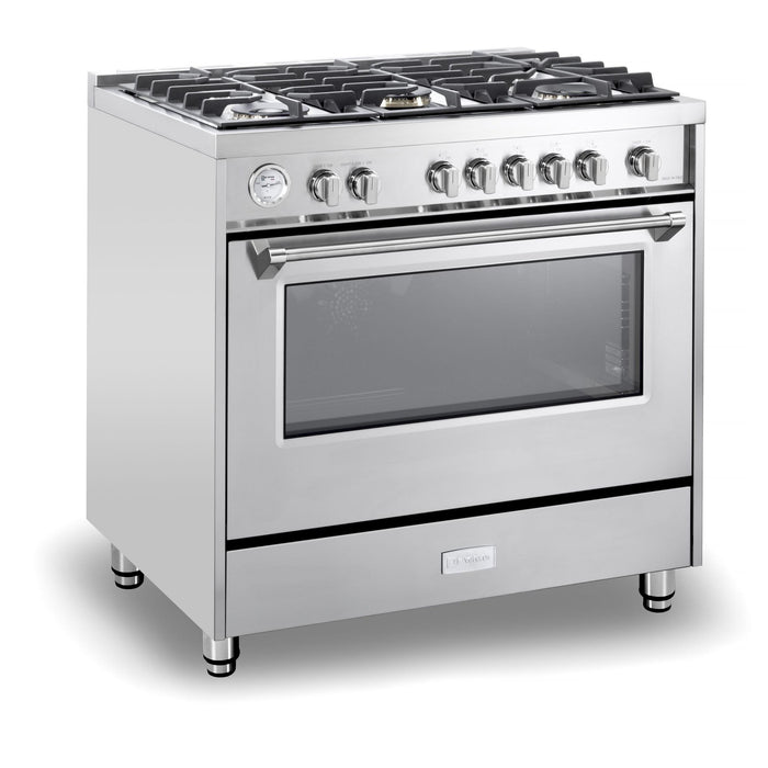 Verona 36-Inch 5.0 Cu. Ft. Colored Designer Series All Gas Range with Five Sealed Brass Burners and Convection Oven