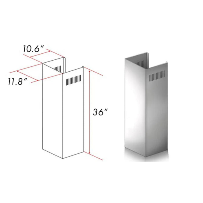 ZLINE 1-Piece 36" Chimney Extension for 9 ft. to 10 ft. Ceilings (Models 587/597)