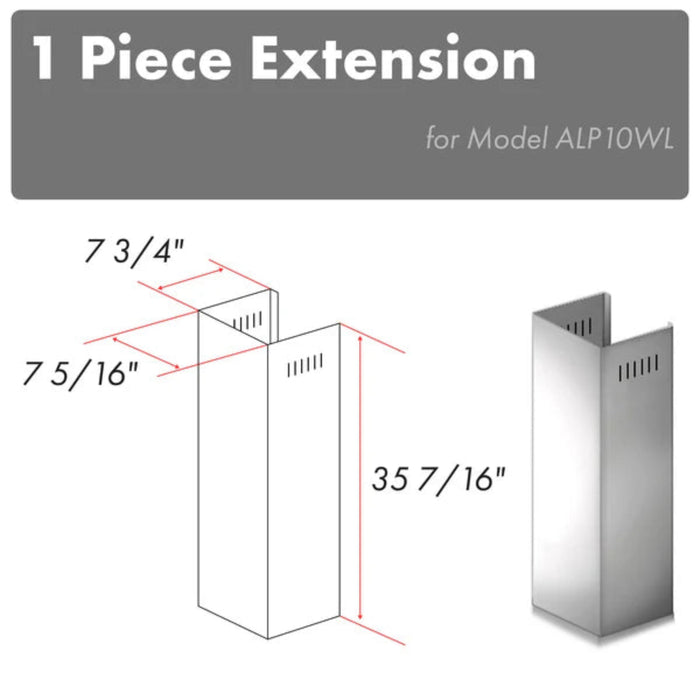 ZLINE 1-Piece 36" Chimney Extension for 9 ft. to 10 ft. Ceilings (Model 1PCEXT-ALP10WL)