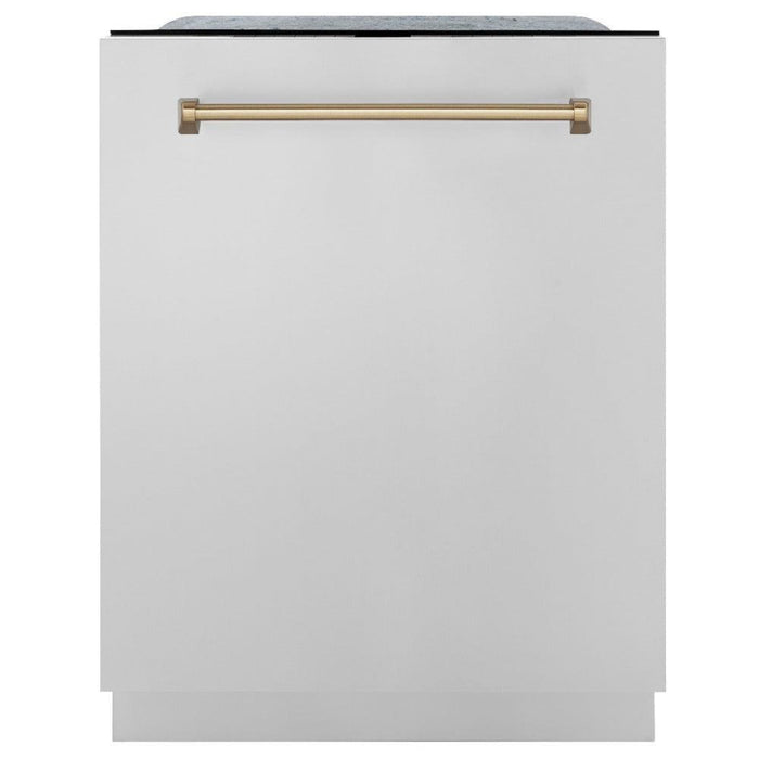 ZLINE 24" Monument Series Top Touch Control Dishwasher in Stainless Steel with Champagne Bronze Handle