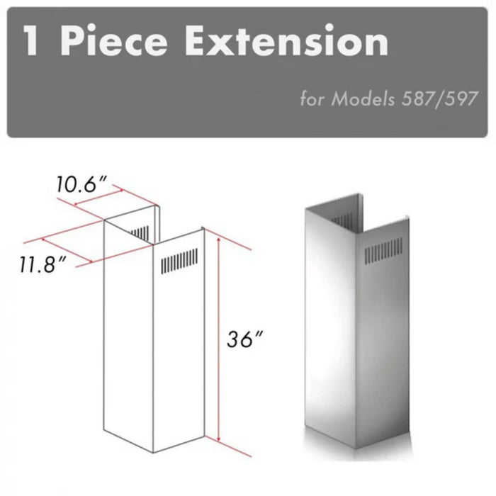 ZLINE 1-Piece 36" Chimney Extension for 9 ft. to 10 ft. Ceilings (Models 587/597)