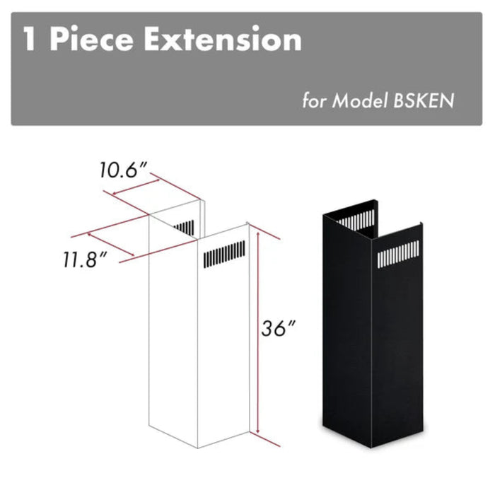 ZLINE 1-Piece 36" Chimney Extension for 9 ft. to 10 ft. Ceilings in Black Stainless Steel (Model 1PCEXT-BSKEN)