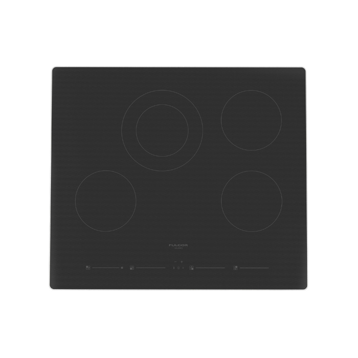 Fulgor Milano 24-Inch Distinto Built-In Premium Electric Cooktop, 700 Series, 4 Cooking Zones, Touch Slide Controls, Brushed Aluminum Trim