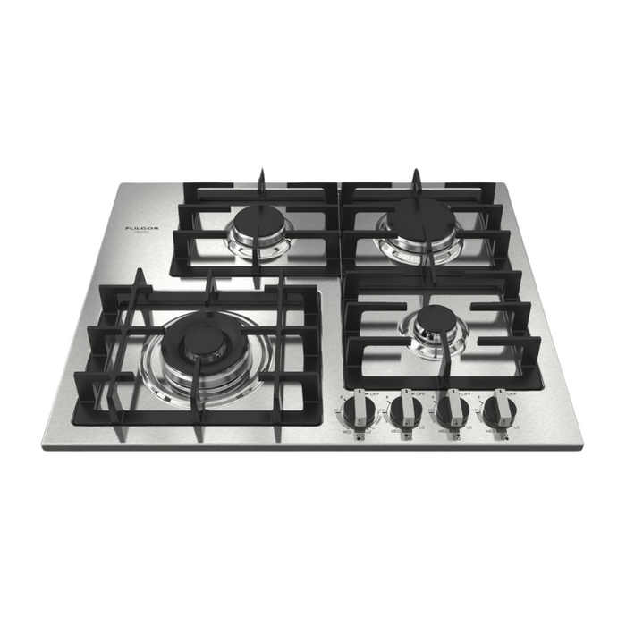 Fulgor Milano 24-Inch Distinto Built-In Gas Cooktop Largo, 400 Series, 4 Burners, N.A. Version, Stainless Steel - Will Be Discontinued