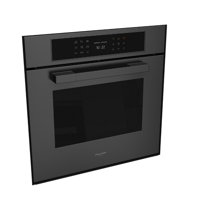Fulgor Milano 24-Inch Matteo Built-In Electric Single Oven, 700 Series, Easy Clean, Dual Convection, Multi-Pass Broiler, Air Fry Function, 2 Standard Racks, Matte Black Finish