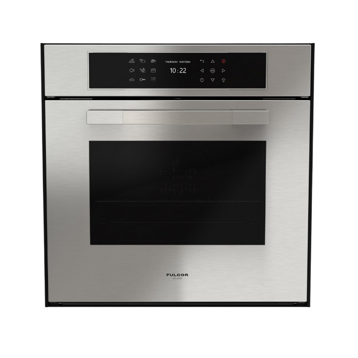 Fulgor Milano 24-Inch Matteo Built-In Electric Single Oven, 700 Series, Self-Clean, Dual Convection, Multi-Pass Broiler, Air Fry Function, Soft-Closing Door, 2 Standard Racks, 1 Telescopic Rack, Stainless Steel Finish
