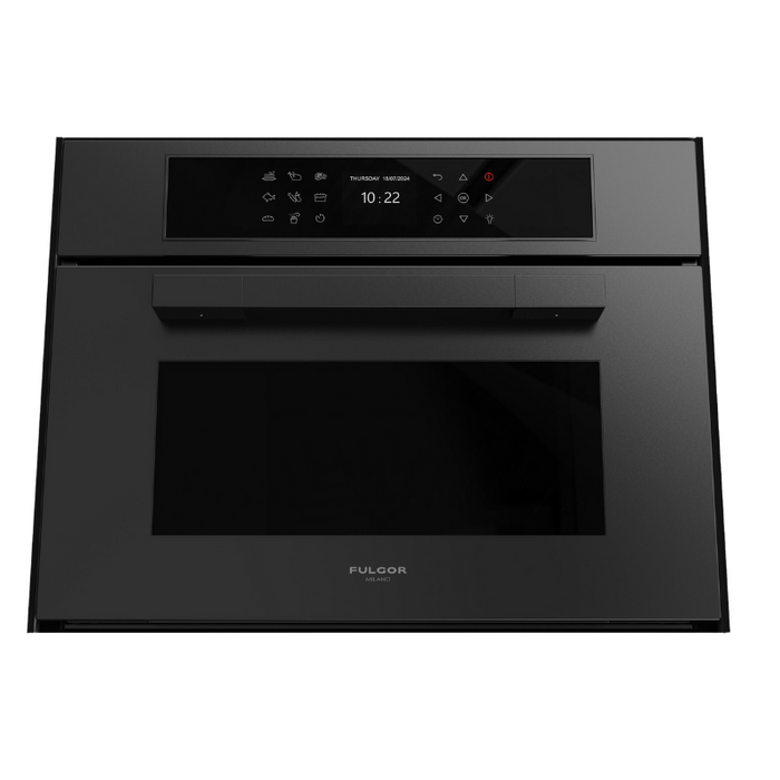 Fulgor Milano 24-Inch Matteo Built-In Steam Oven, 700 Series, Combination Steam Convection, Air Fry Function, Matte Black Finish