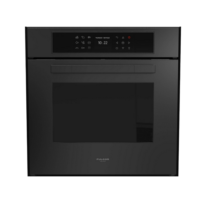 Fulgor Milano 24-Inch Matteo Built-In Electric Single Oven, 700 Series, Self-Clean, Dual Convection, Multi-Pass Broiler, Air Fry Function, Soft-Closing Door, 2 Standard Racks, 1 Telescopic Rack, Matte Black Finish