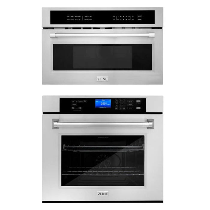 ZLINE 2-Piece Kitchen Appliance Package: 30" Built-in Convection Microwave Oven and 30" Professional True Convection Single Wall Oven with Air Fry and Self Clean (Model 2KP-MW30-AWS30)