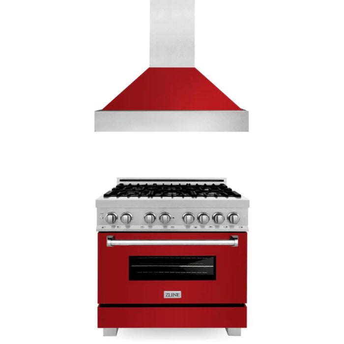 ZLINE 2-Piece Dual Fuel Range and Wall Mount Range Hood Kitchen Packages – 30", 36", and 48" Models