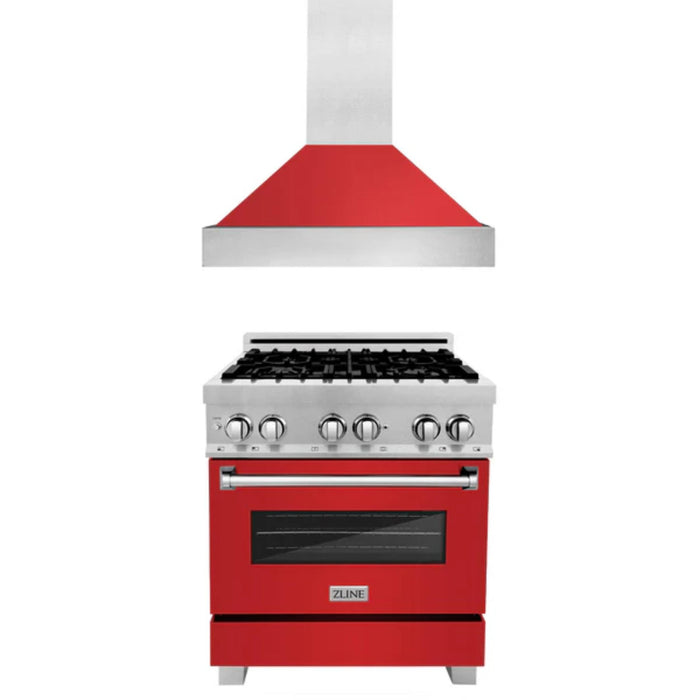 ZLINE 2-Piece Dual Fuel Range and Wall Mount Range Hood Kitchen Packages – 30", 36", and 48" Models