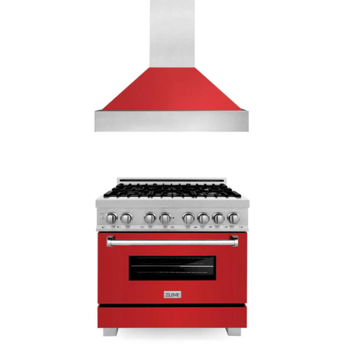 ZLINE 2-Piece Dual Fuel Range and Wall Mount Range Hood Kitchen Packages – 30", 36", and 48" Models