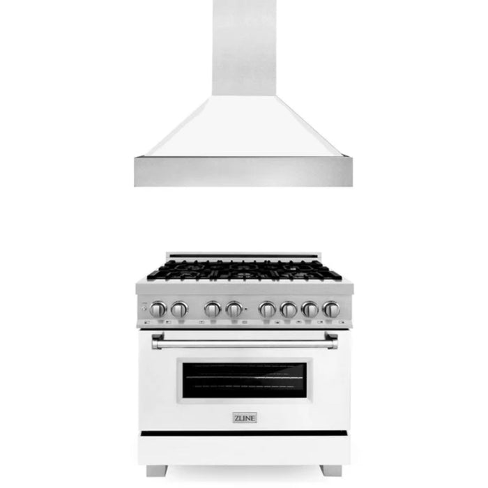 ZLINE 2KP-RASWMRH Series – 2-Piece Kitchen Packages with Dual Fuel Range and Convertible Vent Wall Mount Range Hood (30", 36", and 48")