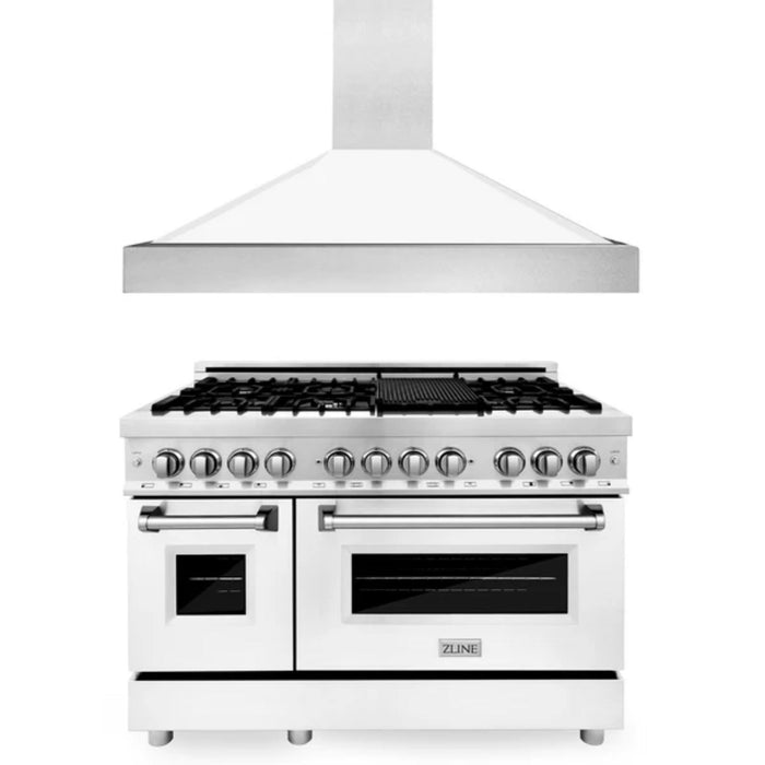 ZLINE 2-Piece Kitchen Packages – 30", 36", and 48" Dual Fuel Range with Convertible Vent Wall Mount Range Hood