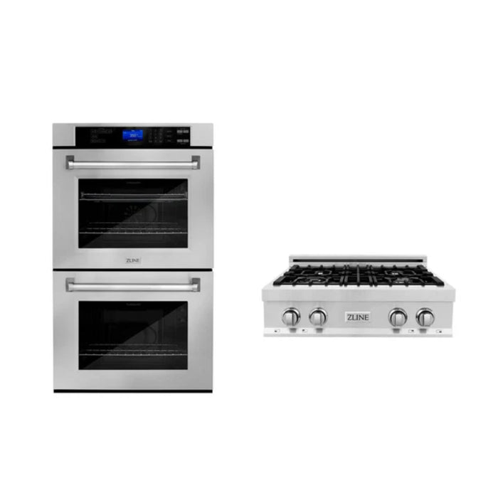 ZLINE 2-Piece Kitchen Packages – 30", 36", and 48" Gas Rangetop with 30" Double Wall Oven