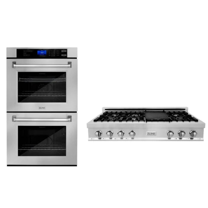 ZLINE 2-Piece Kitchen Packages – 30", 36", and 48" Gas Rangetop with 30" Double Wall Oven