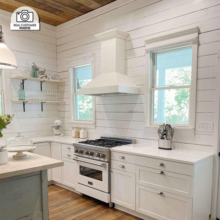 ZLINE 30" Wooden Wall Mount Range Hood in Cottage White with Ducted Ventilation