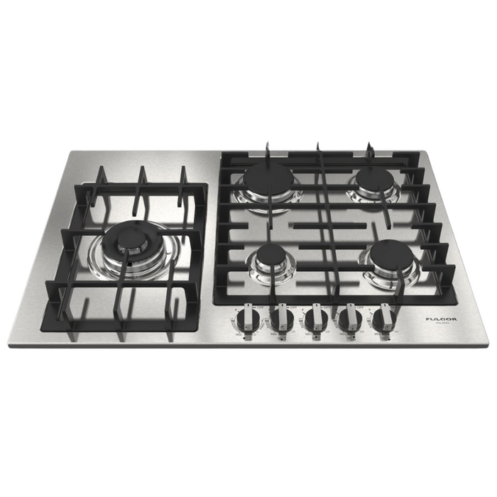 Fulgor Milano 30-Inch Distinto Built-In Gas Cooktop Largo, 400 Series, 4 Burners + Wok, N.A. Version, Stainless Steel - Will Be Discontinued