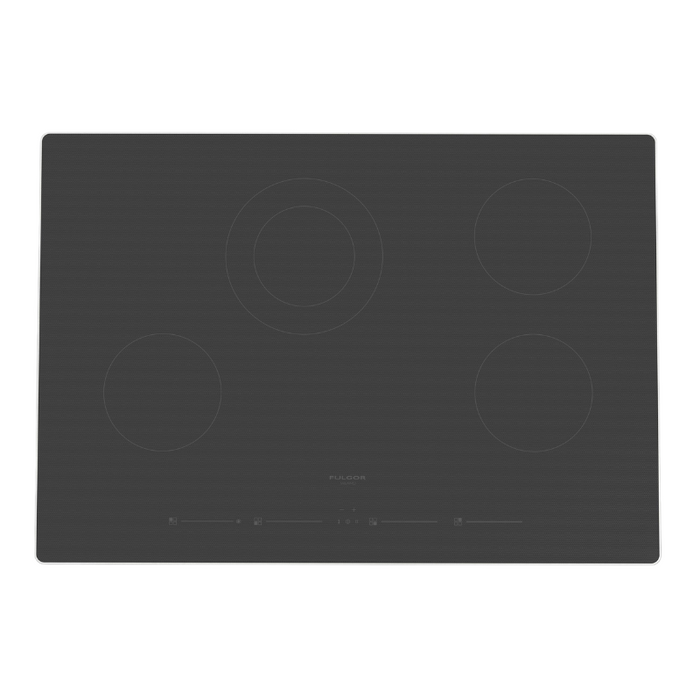 Fulgor Milano 30-Inch Distinto Built-In Premium Electric Cooktop, 700 Series, 4 Cooking Zones, Touch Slide Controls, Brushed Aluminum Trim