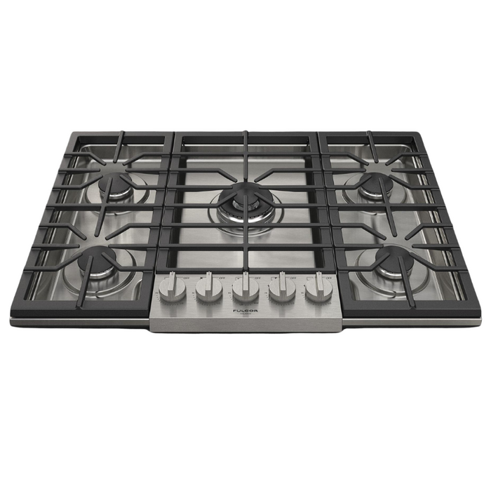 Fulgor Milano 36-Inch Pro Built-In Gas Cooktop, 400 Series, 5 Burners (1 Crescendo Dual Ring + 4 Sealed Burners), Stainless Steel Finish