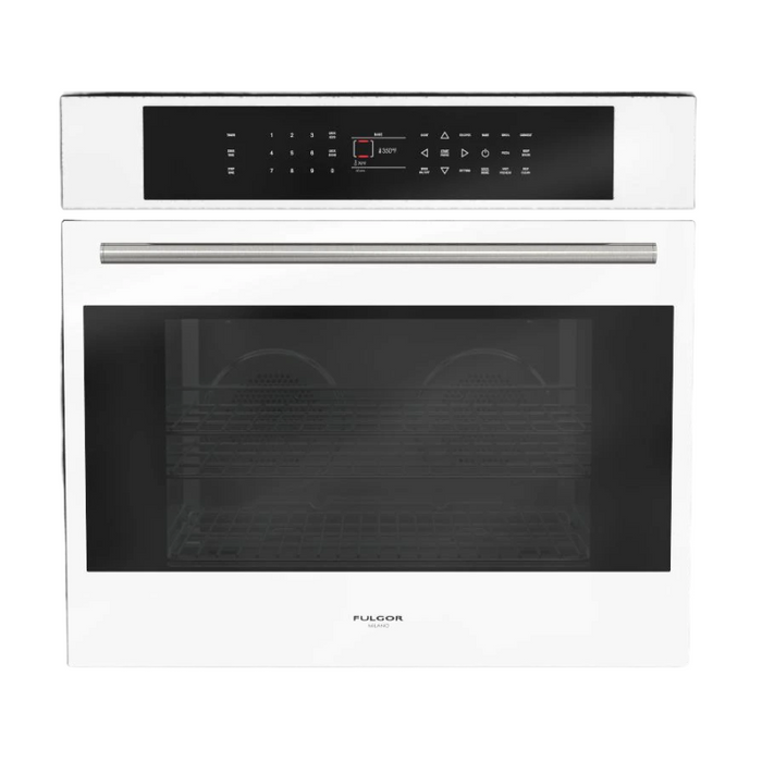 Fulgor Milano 30-Inch Distinto Built-In Electric Single Oven, Self-Clean, Dual Fan Convection, N.A. Version, White, Full Touch Electronic Control