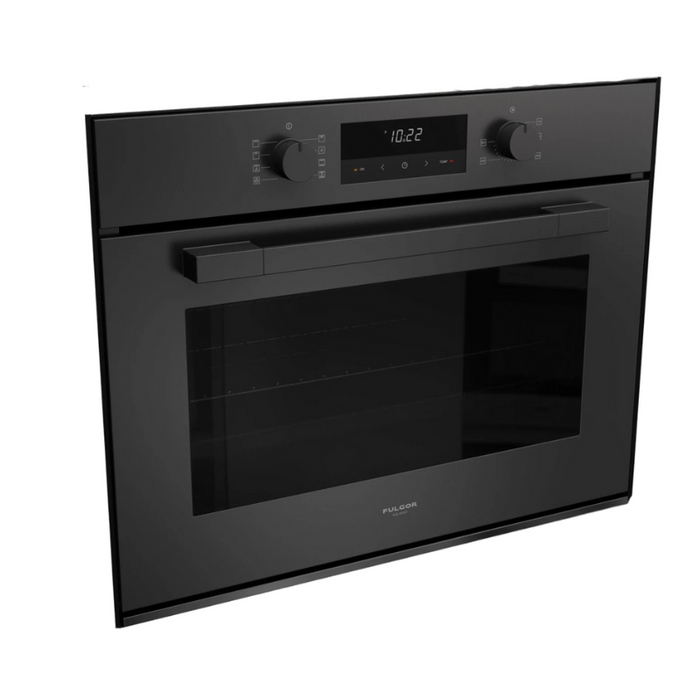 Fulgor Milano 30-Inch Matteo Built-In Electric Single Oven, 100 Series, Euro Height, Easy Clean Convection, 2 Standard Racks, Matte Black Finish