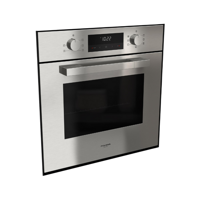 Fulgor Milano 24-Inch Matteo Built-In Electric Single Oven, 100 Series, Euro Height, Easy Clean Convection, 2 Standard Racks, Stainless Steel Finish