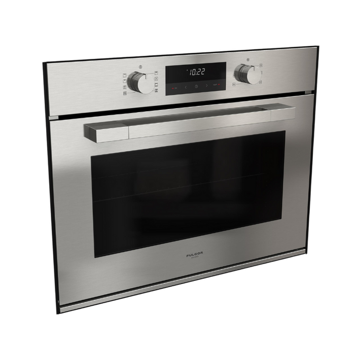 Fulgor Milano 30-Inch Matteo Built-In Electric Single Oven, 100 Series, Euro Height, Easy Clean Convection, 2 Standard Racks, Stainless Steel Finish
