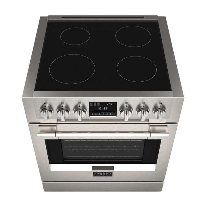 Fulgor Milano Sofia Pro 30-Inch Freestanding Induction Range, 600 Series, 4 Quantum Induction Burners, Self-Clean, Soft-Close Door