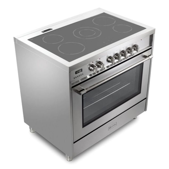 Verona Prima 36-Inch Freestanding Stainless Steel Electric Range With 5 Burners, 5.0 Cu. Ft. European Convection Oven and Sleek Design