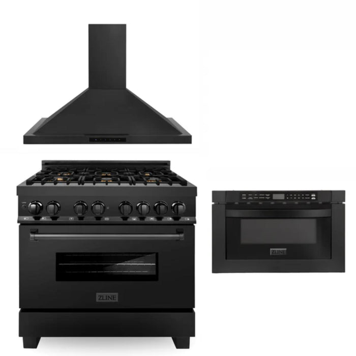 ZLINE 30" & 36" Kitchen Packages with Dual Fuel Range, Convertible Vent Range Hood, and Microwave Drawer in Matte White