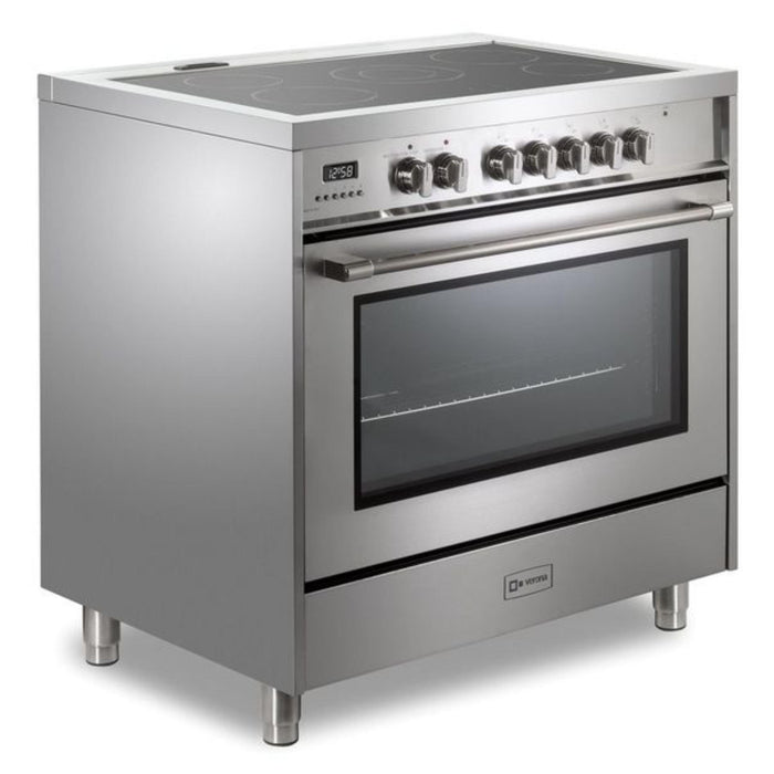 Verona Prima 36-Inch Freestanding Stainless Steel Electric Range With 5 Burners, 5.0 Cu. Ft. European Convection Oven and Sleek Design