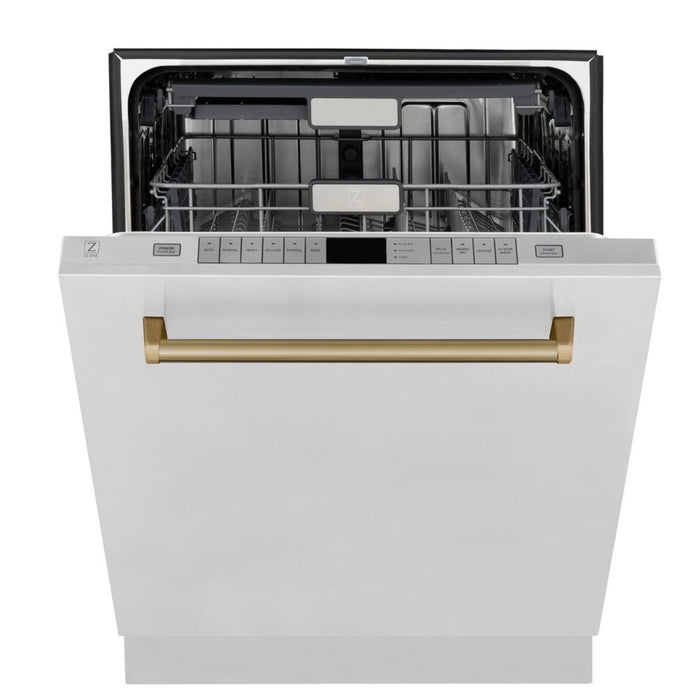 ZLINE 24" Monument Series Top Touch Control Dishwasher in Stainless Steel with Champagne Bronze Handle