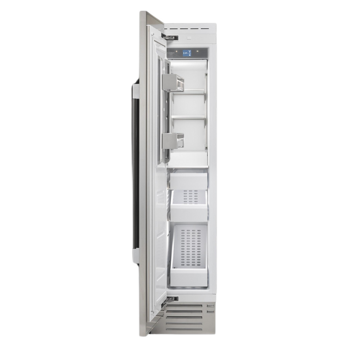 Fulgor Milano 8.22 cu.ft Pro Column Freezer, 700 Series, LH, Stainless Cladded, Bottom Compressor, Metal Interior, Internal Ice Maker, Includes Pro Handle & Badge Accessory