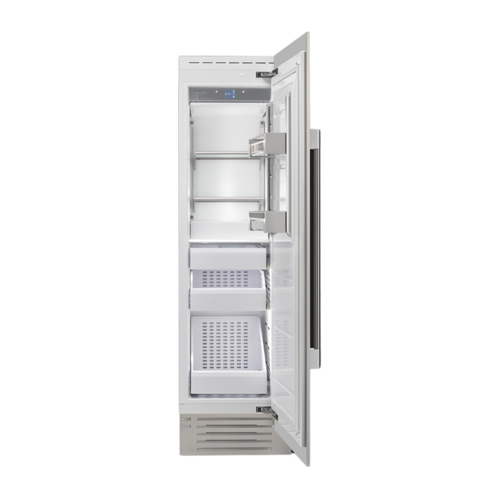 Fulgor Milano 12.67 cu.ft Pro Integrated Column Freezer, 700 Series, RH, Overlay, Bottom Compressor, Metal Interior, Ice Maker