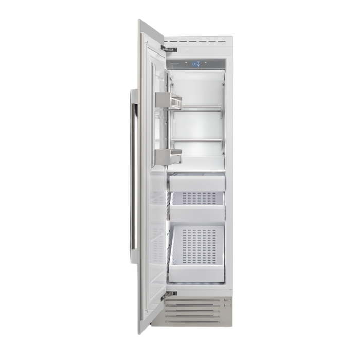 Fulgor Milano 12.67 cu.ft Pro Integrated Column Freezer, 700 Series, LH, Overlay, Bottom Compressor, Metal Interior, Ice Maker
