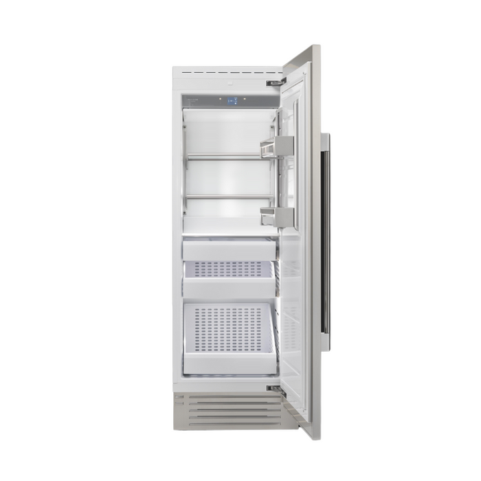 Fulgor Milano 12.67 cu.ft Pro Column Freezer, 700 Series, RH, Stainless Cladded, Bottom Compressor, Metal Interior, Ice Maker, Includes Pro Handle & Badge Accessory