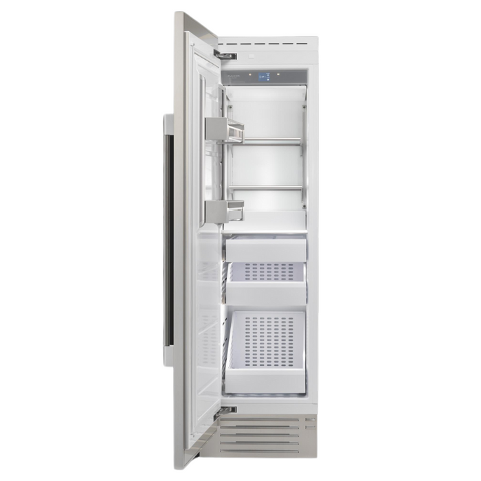 Fulgor Milano 12.67 cu.ft Pro Column Freezer, 700 Series, LH, Stainless Cladded, Bottom Compressor, Metal Interior, Internal Ice Maker, Includes Pro Handle & Badge Accessory