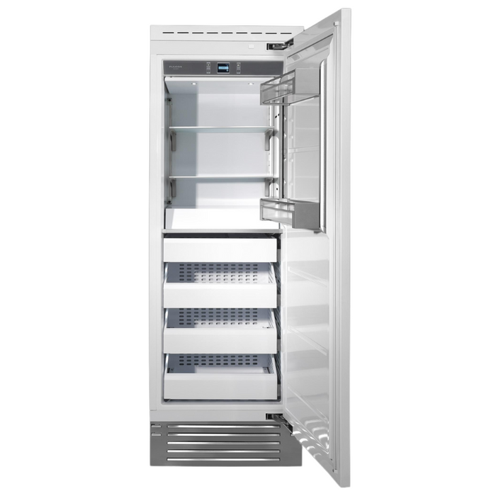 Fulgor Milano 16.87 cu.ft Pro Integrated Column Freezer, 700 Series, RH, Overlay, Bottom Compressor, Metal Interior, Ice Maker