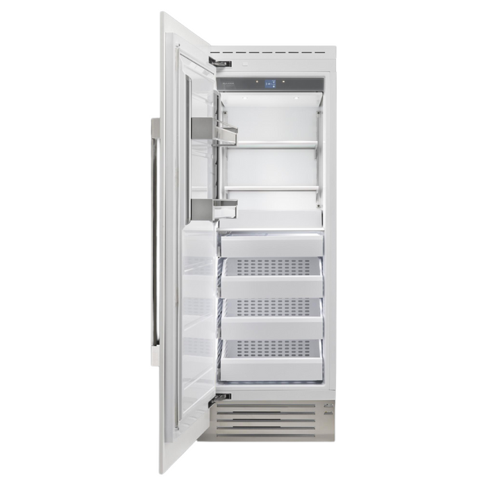 Fulgor Milano 16.87 cu.ft Pro Integrated Column Freezer, 700 Series, LH, Overlay, Bottom Compressor, Metal Interior, Ice Maker