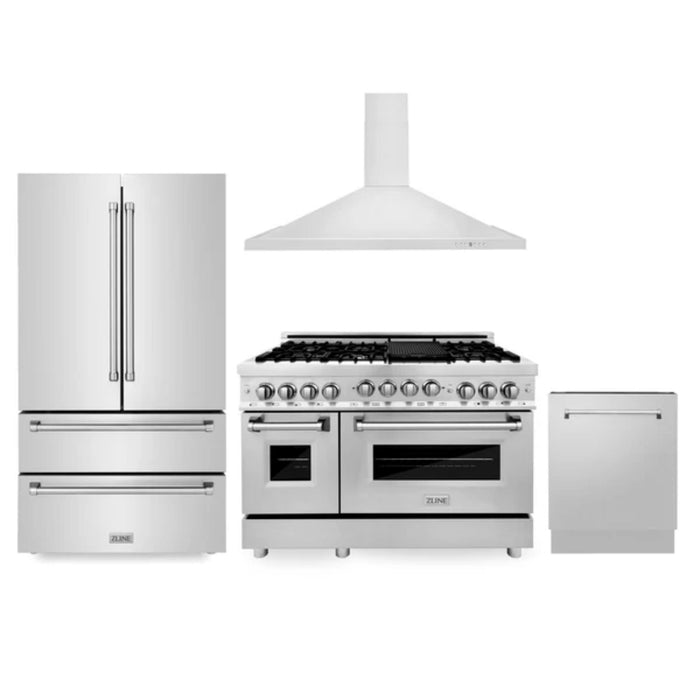 ZLINE 30", 36" & 48" Stainless Steel Kitchen Packages with Dual Fuel Range, Convertible Vent Range Hood, Refrigerator, and 3-Rack Dishwasher