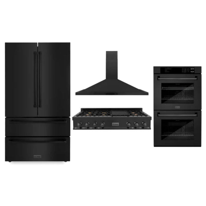 ZLINE 30", 36" & 48" Black Stainless Steel Kitchen Packages with Rangetop, Convertible Vent Range Hood, Double Wall Oven, and Refrigerator