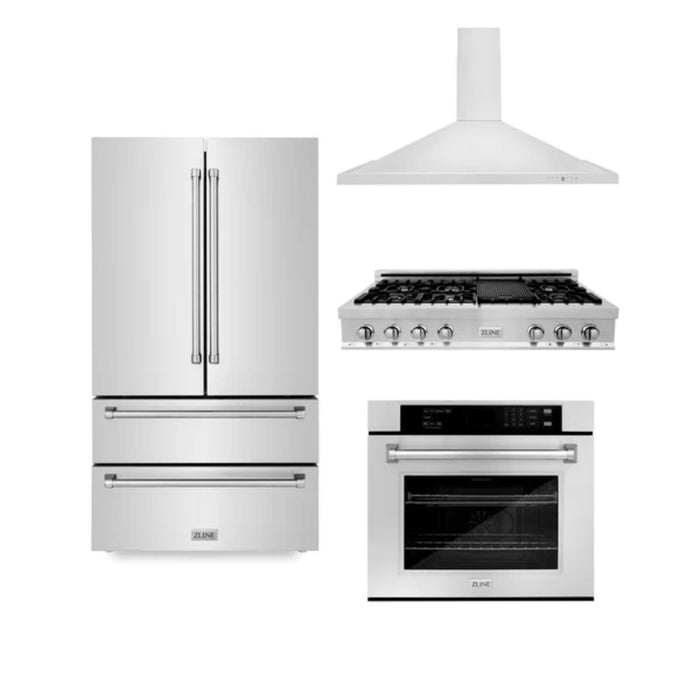 ZLINE 30", 36" & 48" Stainless Steel Kitchen Packages with Rangetop, Convertible Vent Range Hood, Double Wall Oven, and Refrigerator