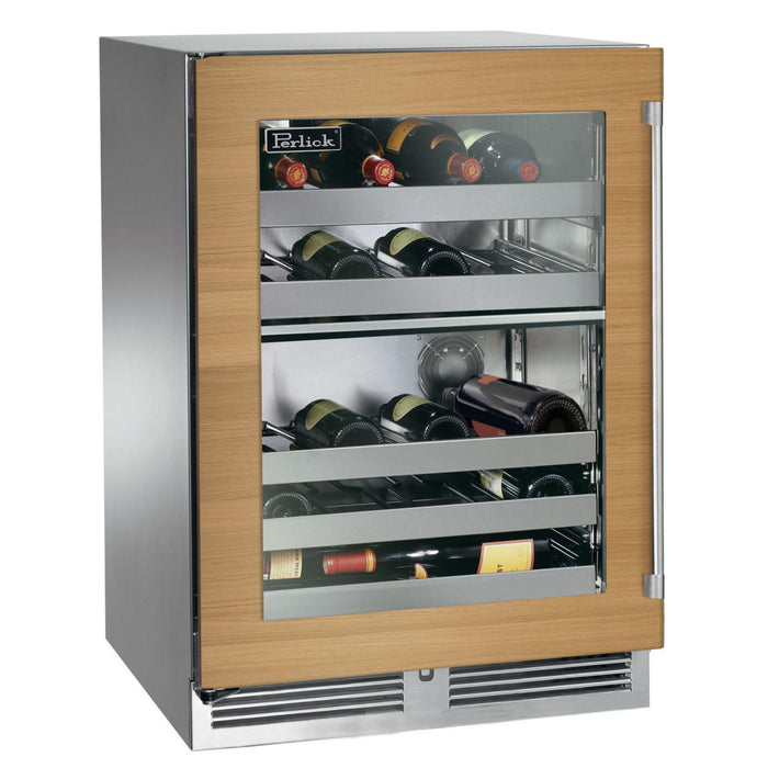 Perlick Signature Series 5.2 cu.ft Marine Grade Dual-Zone Wine Reserve w/ Fully Integrated Panel-Ready Glass Door, Hinge Right, w/ Lock